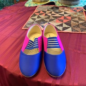 Like New Retro Fuschia & Blue Flats